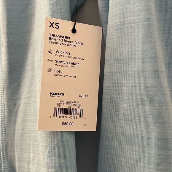 FILA‎ Sport Tru-Warm Cross Hem Hoodie Light Blue XS Stretch Pullover NWT - Picture 8 of 8